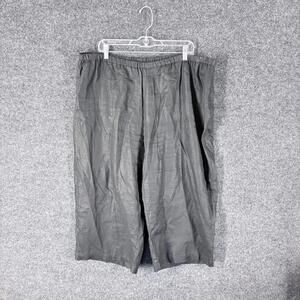 JM Collection Cropped Pants Women 20W Plus Gray High Rise Flat Front Linen